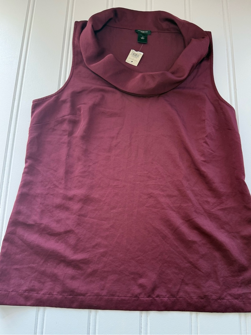 Ann Taylor Womens Draped Cowl Neck Sleeveless Pullover Top Burgundy 12 NEW